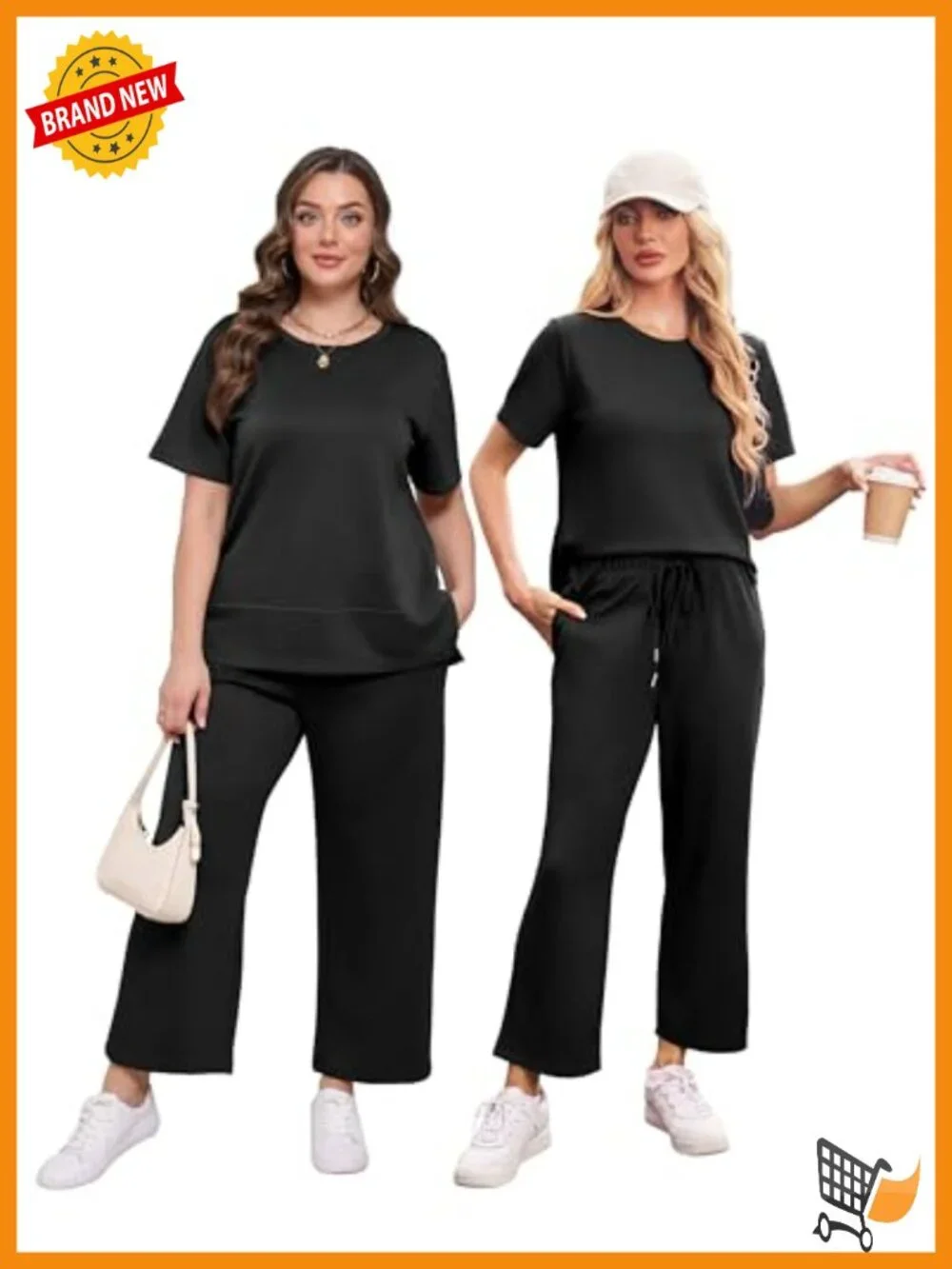 Side Slit Lounge Set - 2 Piece Wide Leg Tracksuit with Pockets - Picture 3 of 6